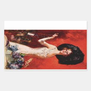 Edwardianische Glamourgirl Rechteckiger Aufkleber