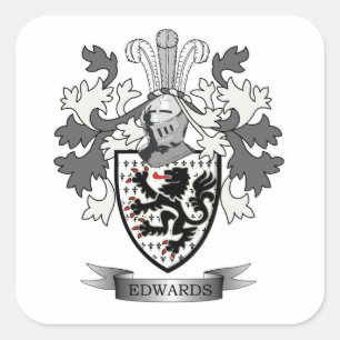 Edwards Familienwappen-Wappen Quadratischer Aufkleber