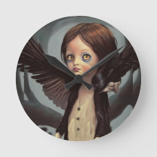 Edwin Gothic Black Crow Grunge Runde Wanduhr