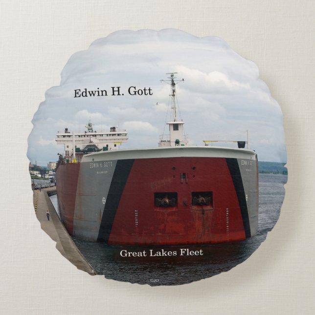 Edwin H. Gott bug rundes Kissen (Vorderseite)