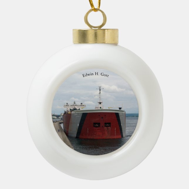 Edwin H. Gott Soo Ball oder Schneeflocke Keramik Kugel-Ornament (Vorderseite)