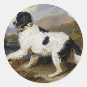 Edwin Henry Landseer Löwe ein Neufundländer Runder Aufkleber