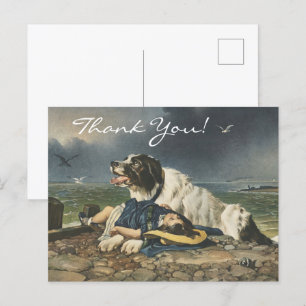 Edwin Landseer Gerettet,Der Mut des Hundes,Danke Postkarte