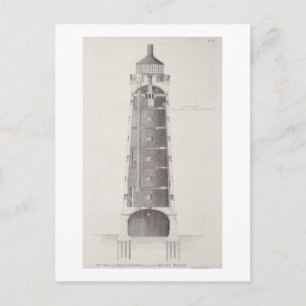 Edystone Lighthouse graviert von John Record (fl.1 Postkarte