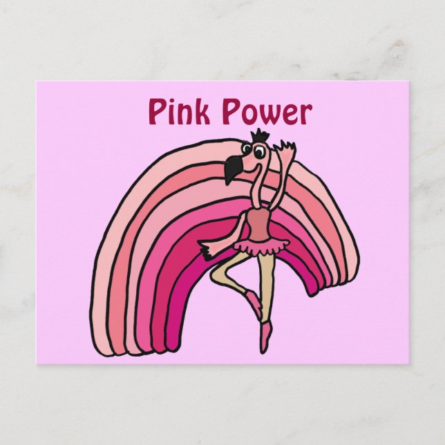 EE-rosa Power Flamingo und Regenbogen-Design Postkarte (Vorderseite)