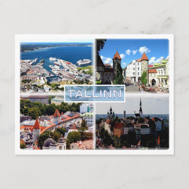 EE Tallin - Altstadt - Hafen - Viru Gate - Kiek Postkarte (Vorderseite)