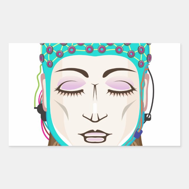 EEG-Gerät Gedankenlesen von Gehirnsignalen Rechteckiger Aufkleber (Vorderseite)