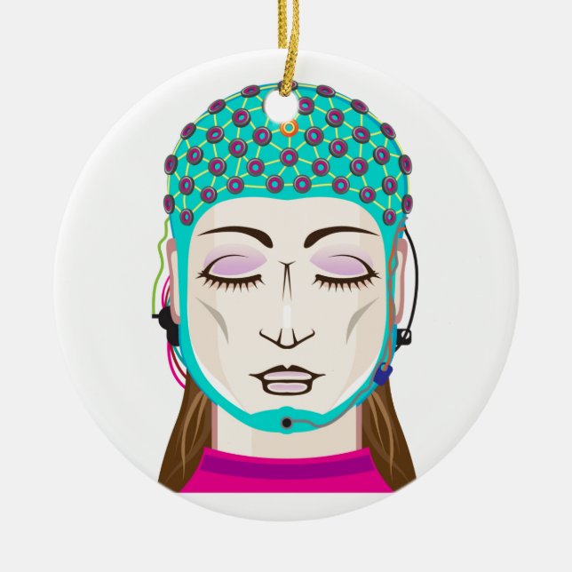 EEG Gerät Sinneslesescannen Gehirnsignale Keramikornament (Vorne)