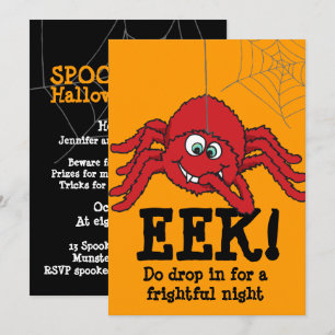 EEK! große rote Spinne Halloween-Partyeinladung Einladung