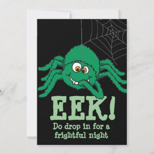 Eek! Großes grünes Spinnen-Halloween-Party Einladung