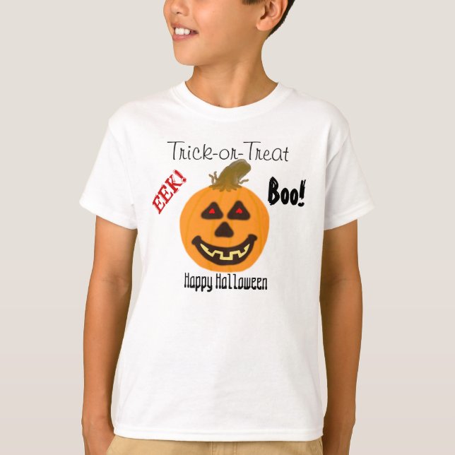 EEK Halloween Lächeln Pumpkin Trick-oder-Leckerei  T-Shirt (Vorderseite)