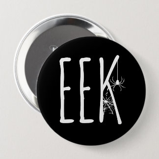 EEK-Spinne und Halloween-Spinnennetz in Weiß auf S Button
