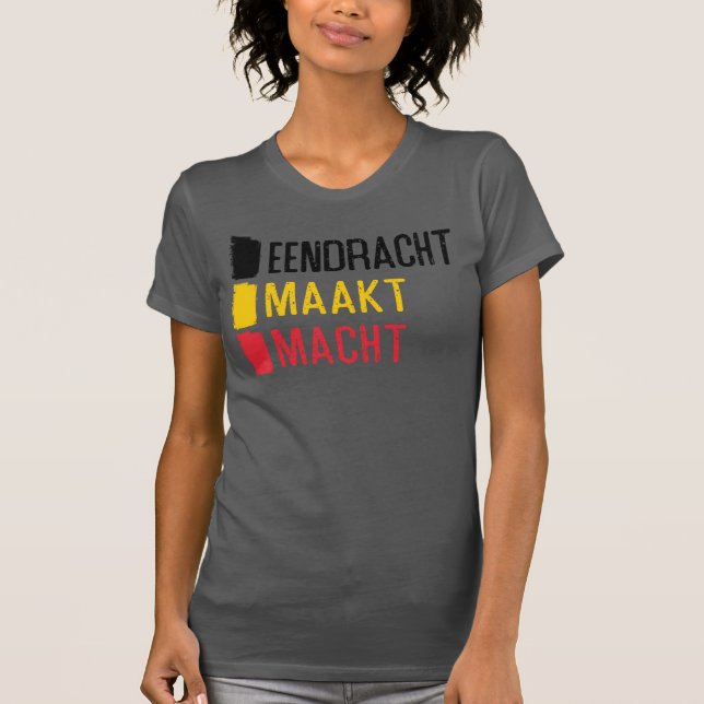 Eendracht Maakt Macht Belgisches Motto, Belgien T-Shirt (Vorderseite)