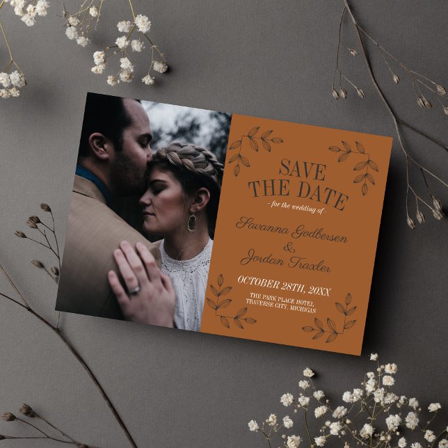 Eerie Autumn Halloween Black Terracotta Gothic Save The Date (Von Creator hochgeladen)