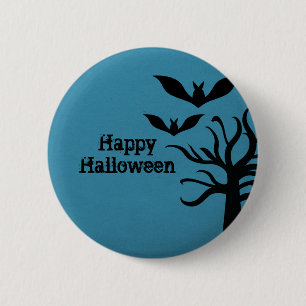 Eerie Bats Halloween Button, blau Button