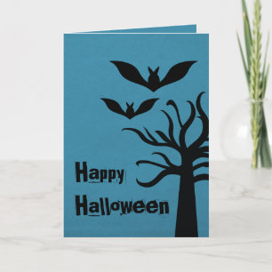 Eerie Bats Halloween Card, blau Karte
