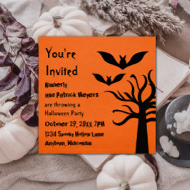 Eerie Bats Halloween Invite, Orange Einladung