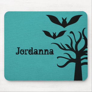 Eerie Bats Halloween Mousepad, Aqua Mousepad