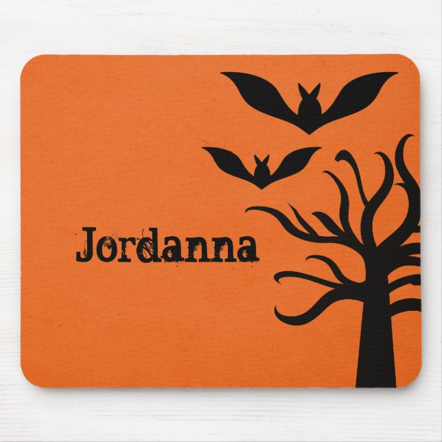 Eerie Bats Halloween Mousepad, Orange Mousepad (Vorne)