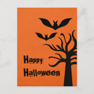 Eerie Bats Halloween Postkarte, Orange Postkarte