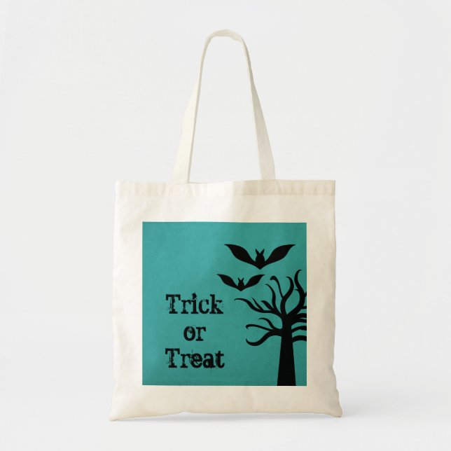 Eerie Bats Halloween Trick oder Treat Bag, Aqua Tragetasche (Vorne)