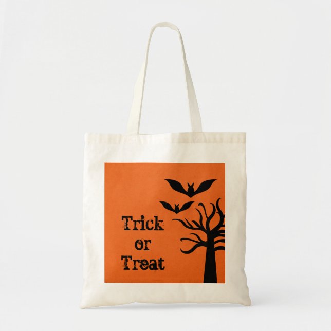 Eerie Bats Halloween Trick oder Treat Bag, Orange Tragetasche (Vorne)
