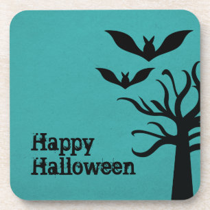 Eerie Bats Halloween Untersetzer Set, Aqua