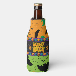 Eerie Bats und Moon Orange Green Skulls Flaschenkühler