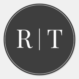 Eerie Black and White Monogram Wedding Runder Aufkleber
