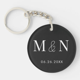Eerie Black and White Monogram Wedding Schlüsselanhänger