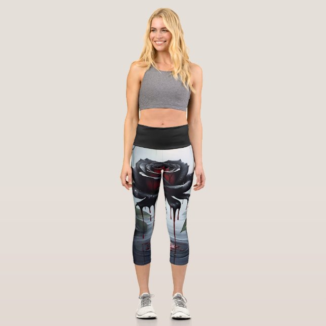 Eerie black rose black capri leggings (Vorderseite)