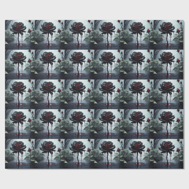 Eerie Black Rose Geschenkpapier (Flach)