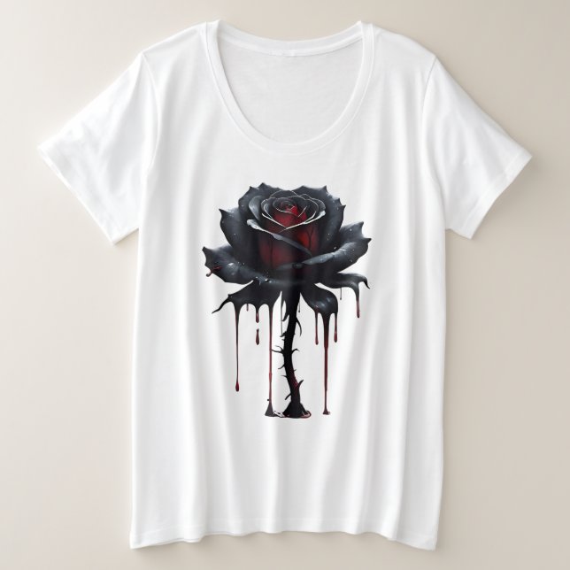Eerie Black Rose Große Größe T-Shirt (Design vorne)