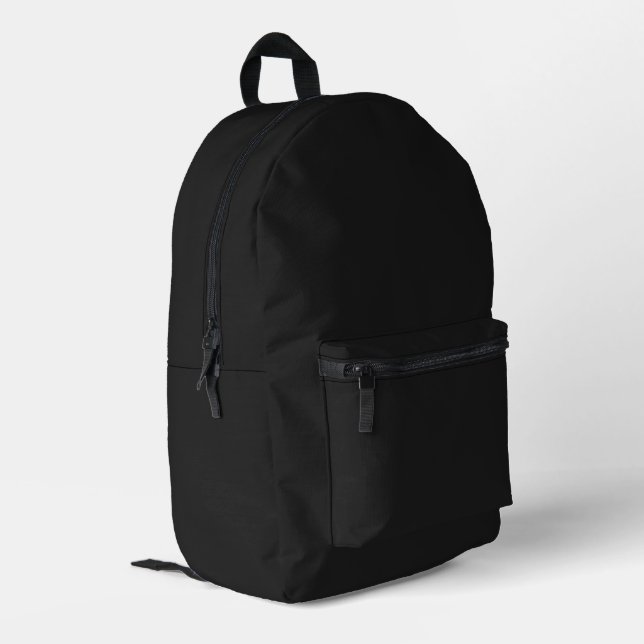 Eerie Black Solid Color Bedruckter Rucksack (Rückseitige Ecke links)