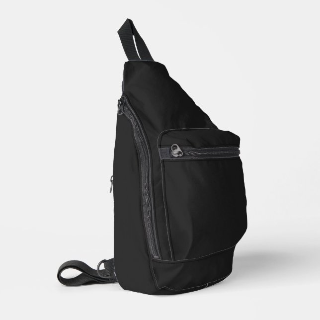 Eerie Black Solid Color Crossbody Bag (Linke Seite)
