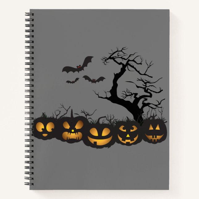 Eerie Elegance: Halloween Anpassbare Spirale Notizbuch (Vorderseite)