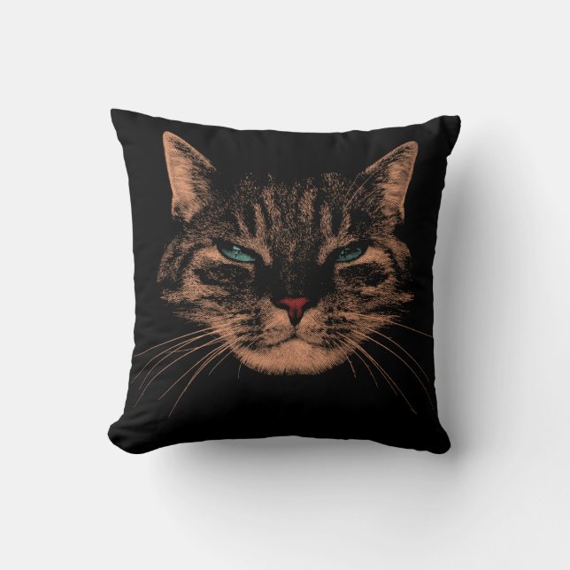 Eerie Eyes Cat Petrifying Purren Halloween Cat Kissen (Vorderseite)
