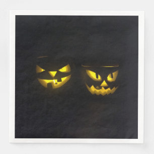 Eerie gelbes Glow Halloween Kürbisgesicht Serviette
