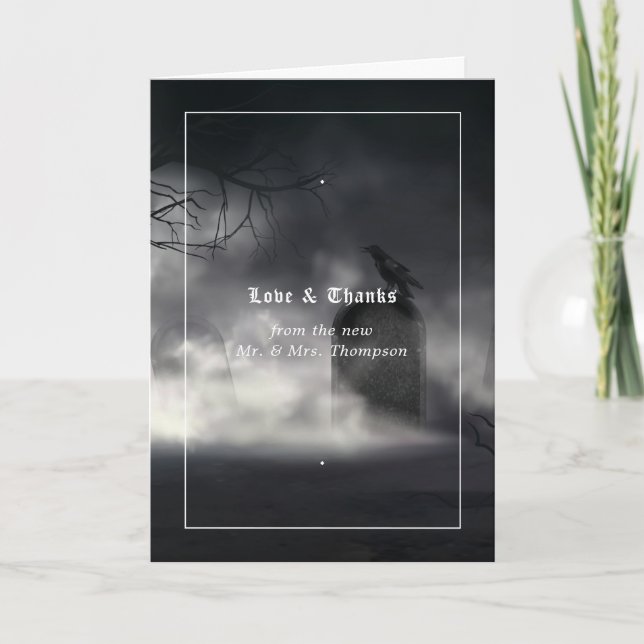 Eerie Gothic Wedding Foto Danke-Card Dankeskarte (Vorderseite)