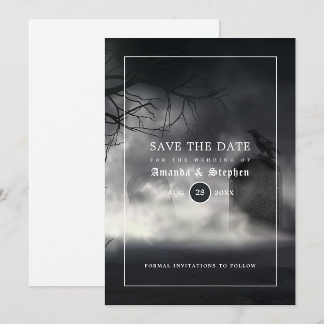 Eerie Gothic Wedding speichern das Datum Save The Date (Vorne/Hinten)