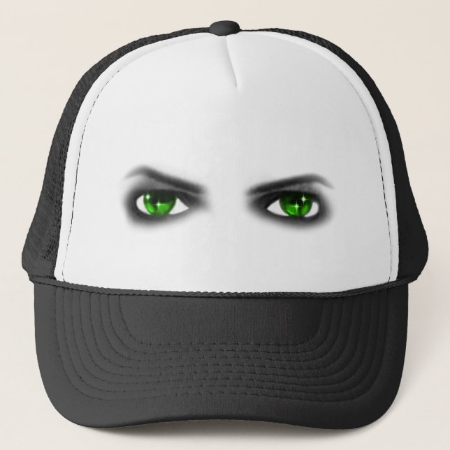 Eerie Green Eyes Truckerkappe (Vorderseite)