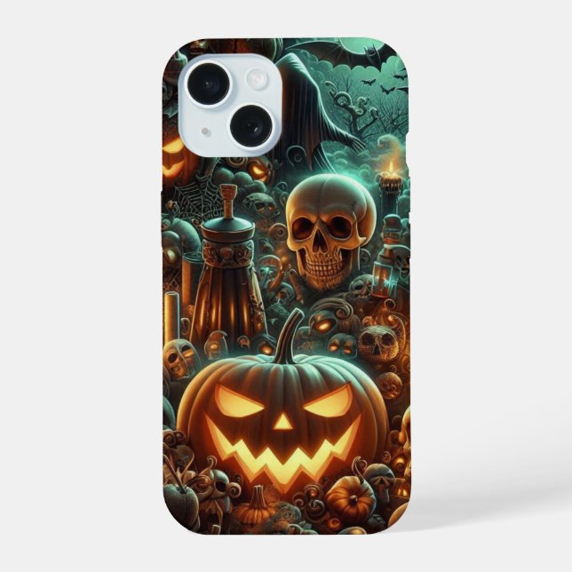 Eerie Halloween avec Citrouille, Potion et Crânes (Verso)