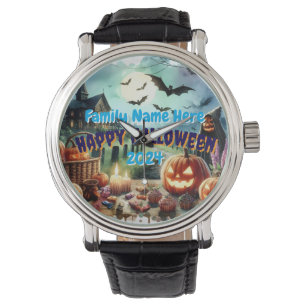 Eerie Halloween Night Watercolor Armbanduhr