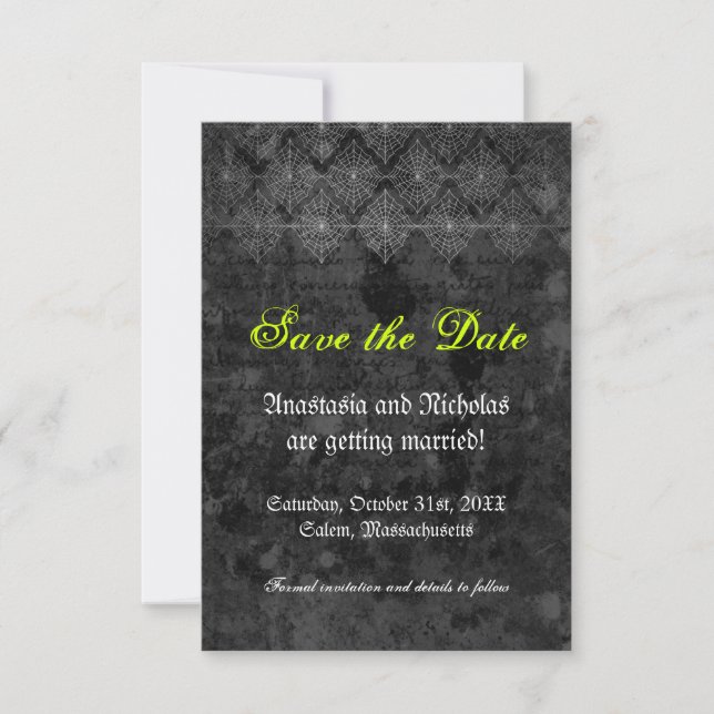 Eerie Halloween Wedding Enregistrer la carte Date (Devant)