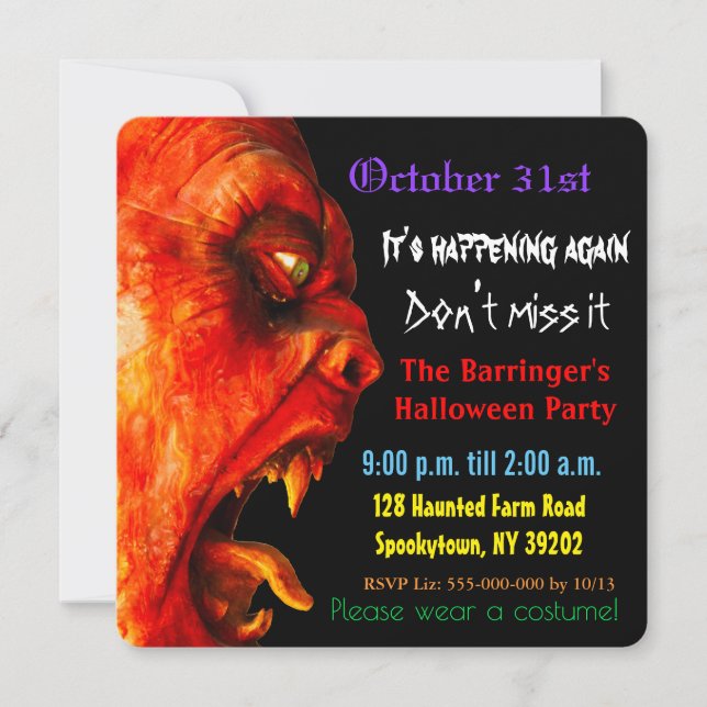 Eerie Horror Monster Adult Halloween Spooky Einladung (Vorderseite)