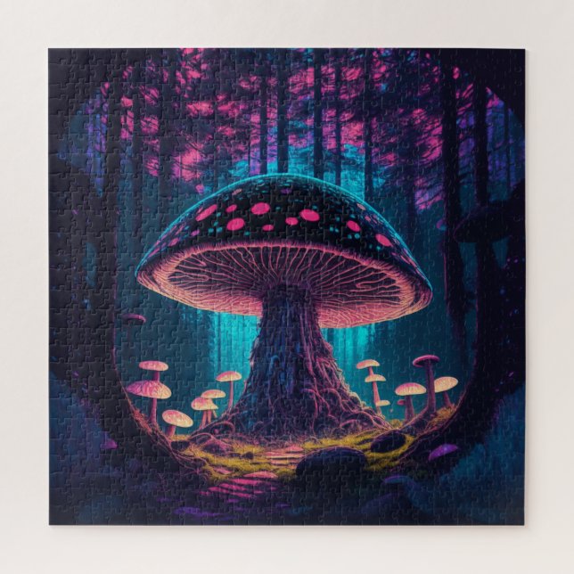 Eerie Magical Giant Toadstol im Wald (Vertikal)