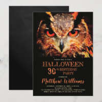 Eerie Night Owl Halloween 30. Geburtstag Party Inv