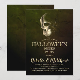 Eerie Night Skull Halloween Abendessen Party Einla Einladung