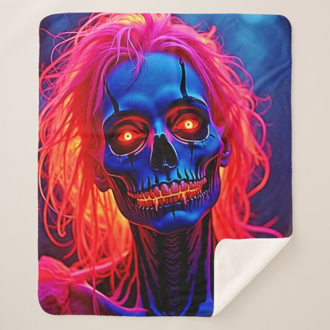 Eerie Skeleton mit rosa Haarentwerfen Sherpadecke (Vorderseite)