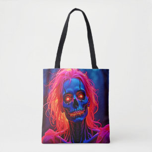 Eerie Skeleton mit rosa Haarentwerfen Tasche